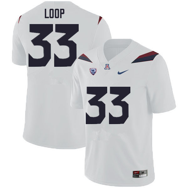 Men #33 Tyler Loop Arizona Wildcats College Football Jerseys Sale-White - Click Image to Close
